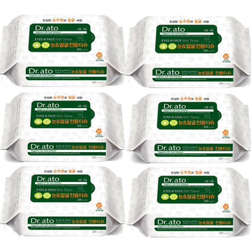 Dr.ato Eyes & Face Wet Tissue 20p X 6 Packs Bundle